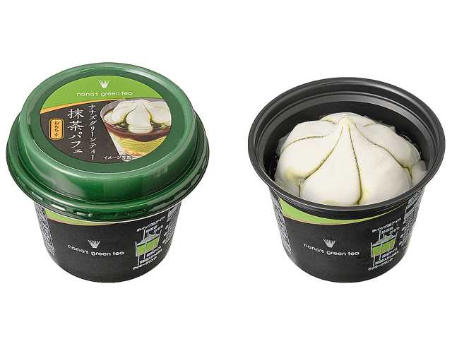 セブンイレブンのナナズグリーンティー 抹茶パフェを比較する。税込価格：419円。アレルギー：乳、小麦。