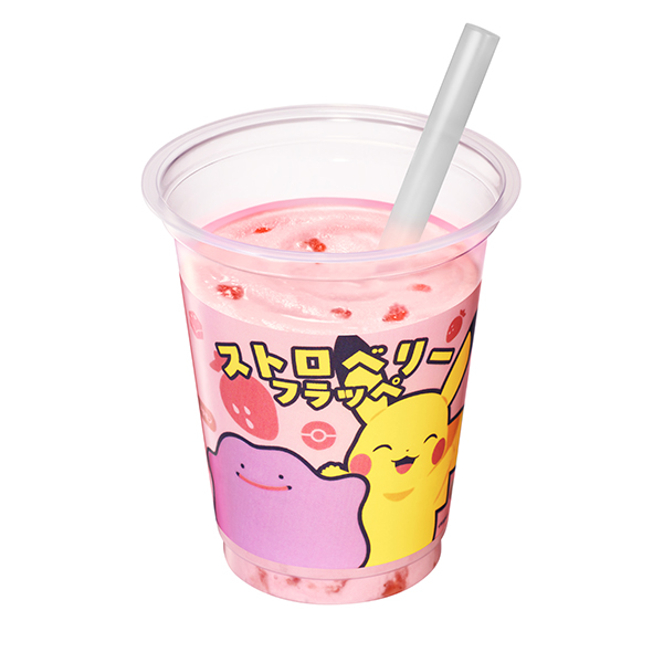 ファミリーマートのストロベリーフラッペを比較する。税込価格：360円、カロリー：215kcal、1円あたりカロリー：0.60kcal/円、たんぱく質：1.9g、1円あたりたんぱく質：0.01g/円、脂質：4.4g、炭水化物：42.7g、食塩相当量：0.1g。メタモンとピカチュウをパッケージにデザインしたストロベリー味のフラッペです。 いちご果肉とゼリーを入れ、甘酸っぱいいちごの酸味と食感で最後の一口までおいしく味わえます。こだわりの詰まったかき氷、果肉ソース、ゼリーと、ミルクが絶妙にマッチした一品に仕上げました。 ［数量限定］。アレルギー：乳成分。