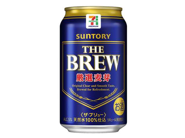 セブンイレブンの７プレミアム ザ・ブリュー ３５０ｍｌ。税込価格：165円、カロリー：44kcal、たんぱく質：0.3g、脂質：0g、炭水化物：3.3g、糖質：3.2g、食物繊維：0.1g、食塩相当量：0g。過去最大量の厳選麦芽使用による、しっかりとした麦のうまみ。