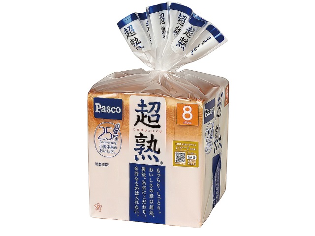 セブンイレブンのパスコ 超熟８枚スライスを比較する。税込価格：214円。アレルギー：乳、小麦。