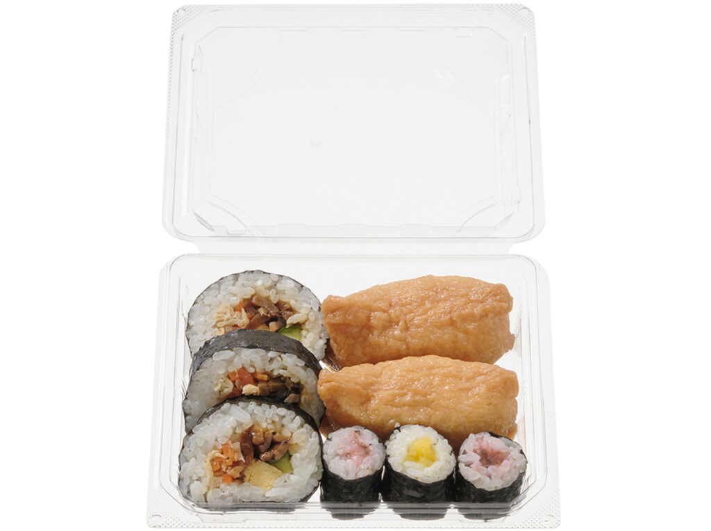 セブンイレブンの助六寿司を比較する。税込価格：518円、カロリー：413kcal、1円あたりカロリー：0.80kcal/円、たんぱく質：11g、1円あたりたんぱく質：0.02g/円、脂質：6.2g、炭水化物：80.3g、糖質：76.2g、食物繊維：4.1g、食塩相当量：4.5g。太巻３巻といなり寿司２個、細巻３巻を詰合せた助六寿司です。アレルギー：卵、小麦。