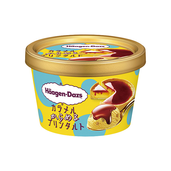 ファミリーマートのハーゲンダッツ カラメルからめるプリンタルトを比較する。税込価格：399円。ほろ苦いカラメルソースが決め手のプリンタルトを、まるごと贅沢なアイスクリームに仕立てました。 ［ファミリーマート限定・数量限定］。