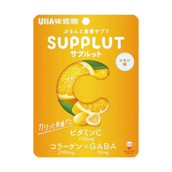 UHA味覚糖 サプルット レモン味 ファミリーマート ビタミンC・コラーゲン・GABAを加えた、手軽に栄養補給ができるレモン味のグミです。外側はカリっと、内側はぷるんと食感が楽しめます。 ［ファミリーマート先行発売・数量限定］。