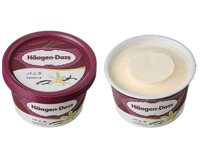 セブンイレブンのハーゲンダッツ ミニカップ バニラを比較する。税込価格：373円。アレルギー：卵、乳。
