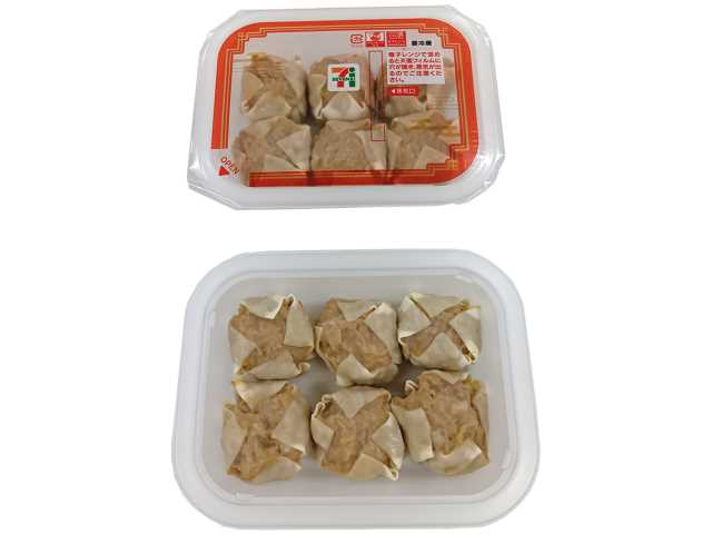 セブンイレブンのたんぱく質が摂れる 肉焼売を比較する。税込価格：322円、カロリー：231kcal、1円あたりカロリー：0.72kcal/円、たんぱく質：21.4g、1円あたりたんぱく質：0.07g/円、脂質：5.1g、炭水化物：26g、糖質：23.6g、食物繊維：2.4g、食塩相当量：1.8g。豚肉と鶏むね肉をブレンドした挽肉を使用し、ごろっとした肉感と滑らかな口当たりに仕立てました。シンプルな味付けで肉本来の旨味と、帆立のコクを引き立てた焼売です。アレルギー：小麦。
