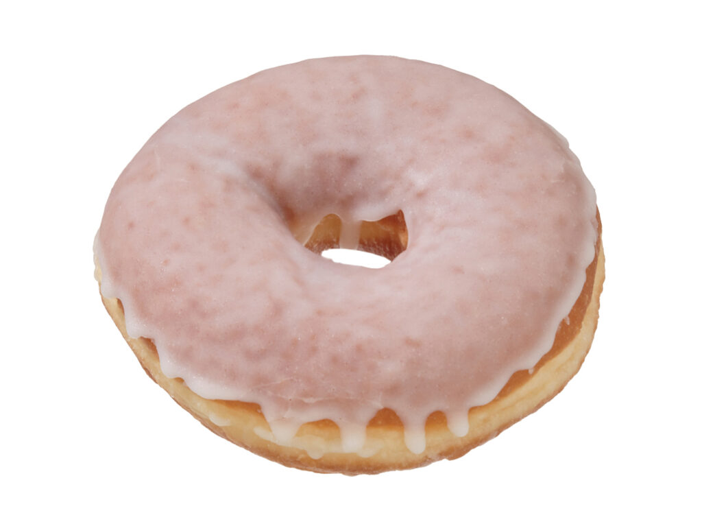 セブンイレブンのほおばりんぐドーナツを比較する。税込価格：171円、カロリー：381kcal、1円あたりカロリー：2.23kcal/円、たんぱく質：6.2g、1円あたりたんぱく質：0.04g/円、脂質：19g、炭水化物：47.1g、糖質：45.6g、食物繊維：1.5g、食塩相当量：0.9g。ふんわりもっちり生地にグレーズを掛けたシンプルなドーナツです。アレルギー：卵、乳、小麦。