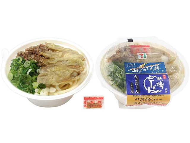 セブンイレブンの因幡うどん監修 肉ごぼう天うどんを比較する。税込価格：616円、カロリー：529kcal、1円あたりカロリー：0.86kcal/円、たんぱく質：13.9g、1円あたりたんぱく質：0.02g/円、脂質：16.3g、炭水化物：83.4g、糖質：79.8g、食物繊維：3.6g、食塩相当量：5.4g。福岡県の有名店「因幡うどん」監修の肉ごぼう天うどんです。アレルギー：小麦。