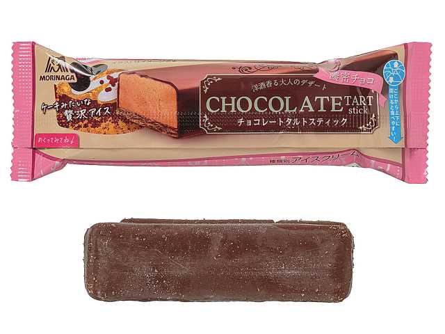 セブンイレブンの森永製菓 チョコレートタルトスティックを比較する。税込価格：225円。アレルギー：乳、小麦。