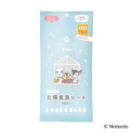 ファミリーマートのMitea ORGANIC アクアセラムシート（北極美肌シート）。税込価格：539円。「どうぶつの森」の特別なデザインです。 オーガニック×やわらかコットンシート。顔まで使える冷感ふきとり美肌シート。ひと拭きで瞬間広がる天然精油の香り。メントール配合でひんやりクリアな心地よさ。グリーンラベンダーの香り。