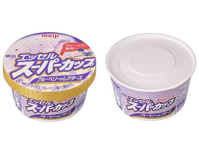 セブンイレブンの明治エッセル ブルーベリーレアチーズを比較する。税込価格：194円。アレルギー：乳。