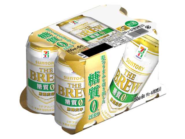 セブンイレブンの７Ｐ ザ・ブリュー 糖質ゼロ マルチパック ３５０ｍｌを比較する。税込価格：990円、カロリー：28kcal、1円あたりカロリー：0.03kcal/円、たんぱく質：0.3g、1円あたりたんぱく質：0.01未満g/円、脂質：0g、炭水化物：2.2g、食塩相当量：0g。厳選麦芽使用による、麦のうまみを引き出した糖質0。