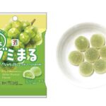 セブンイレブンのセブンプレミアム 裏グミまる シャインマスカット味。税込価格：108円、カロリー：101kcal、たんぱく質：1.9g、脂質：0g、炭水化物：23.3g、糖質：23.2g、食物繊維：0.1g、食塩相当量：0g。２層のシャリぷに食感が楽しめるシャインマスカット味のグミ。アレルギー：なし。
