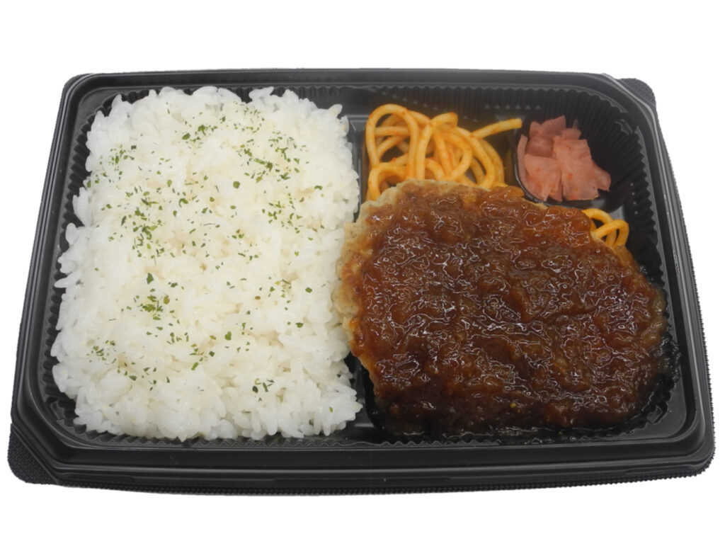 セブンイレブンのハンバーグ弁当を比較する。税込価格：538円、カロリー：497kcal、1円あたりカロリー：0.92kcal/円、たんぱく質：17.2g、1円あたりたんぱく質：0.03g/円、脂質：9.6g、炭水化物：86.2g、糖質：84.5g、食物繊維：1.7g、食塩相当量：3.1g。大根おろしやすりおろし玉ねぎを使用した和風仕立てのソースで食べるハンバーグのお弁当です。アレルギー：卵、乳、小麦。