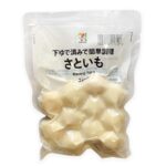 セブンイレブンの７プレミアム さといも水煮。税込価格：268円、カロリー：59kcal、たんぱく質：1.5g、脂質：0.1g、炭水化物：13.4g、糖質：11g、食物繊維：2.4g、食塩相当量：0g。開封したらすぐに使えて時間短縮、便利なさといも水煮。アレルギー：なし。