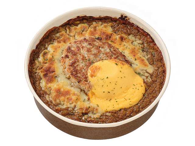 ハンバーグ焼きカレードリア セブンイレブン 肉の旨味と野菜の甘味やコクが特長のカレーソースに、ハンバーグとチーズソースを組み合わせた食べ応えのあるドリア。