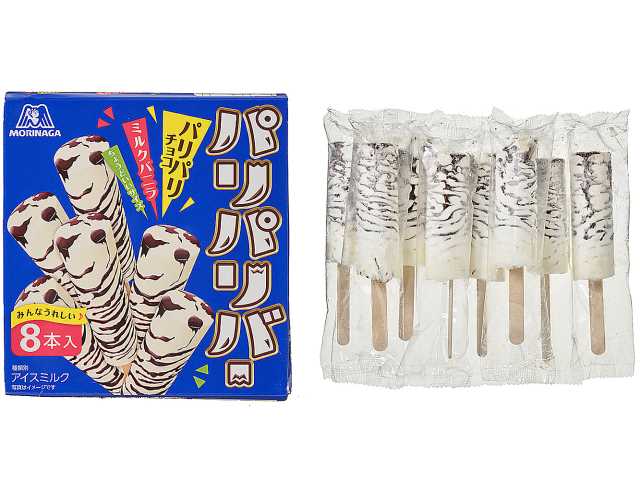 セブンイレブンの森永製菓 パリパリバーバニラを比較する。税込価格：486円。アレルギー：乳。