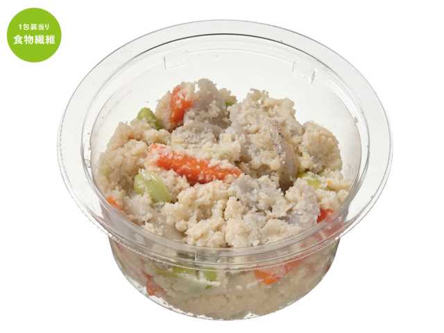 セブンイレブンのごろっと根菜のしっとりおからを比較する。税込価格：214円、カロリー：151kcal、1円あたりカロリー：0.71kcal/円、たんぱく質：6g、1円あたりたんぱく質：0.03g/円、脂質：7.6g、炭水化物：19.5g、糖質：10g、食物繊維：9.5g、食塩相当量：2g。ごろっと大き目にカットしたごぼうや人参、れんこん等の根菜に枝豆を加えた健康感のあるおからサラダです。アレルギー：小麦。