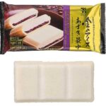 セブンイレブンの７プレミアムゴールド 金のアイスあずき最中を比較する。税込価格：322円、カロリー：323kcal、1円あたりカロリー：1.00kcal/円、たんぱく質：3.9g、1円あたりたんぱく質：0.01g/円、脂質：12.8g、炭水化物：49.2g、糖質：46.7g、食物繊維：2.5g、食塩相当量：0.1g。北海道十勝産きたろまんあずきの餡を使用し、クリームの配合を見直して小豆本来の風味が際立つ仕立てに改良しました。アレルギー：乳、小麦。