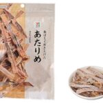 セブンイレブンの７プレミアム あたりめ ４２ｇを比較する。税込価格：473円、カロリー：121kcal、1円あたりカロリー：0.26kcal/円、たんぱく質：29.4g、1円あたりたんぱく質：0.06g/円、脂質：0.3g、炭水化物：0.2g、糖質：0g、食物繊維：0.2g、食塩相当量：2.4g。アカイカを使用。遠赤外線と直火焙焼を行い、香ばしい風味が味わえます。アレルギー：なし。