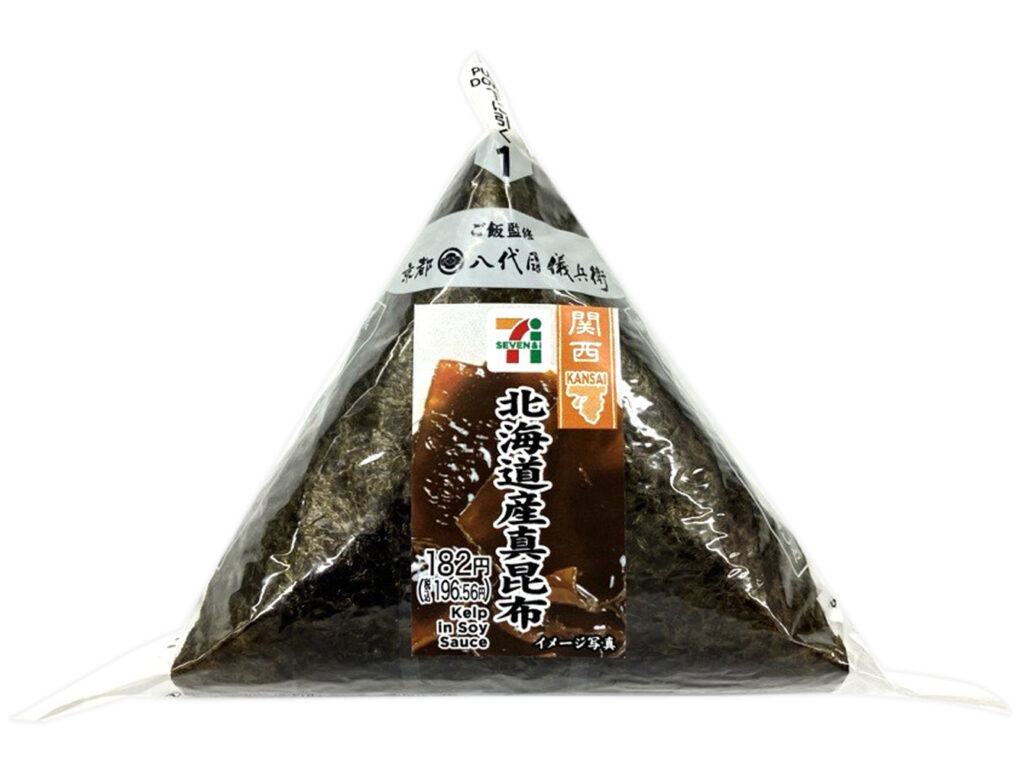セブンイレブンの手巻おにぎり北海道産真昆布を比較する。税込価格：197円、カロリー：172kcal、1円あたりカロリー：0.88kcal/円、たんぱく質：3.3g、1円あたりたんぱく質：0.02g/円、脂質：0.8g、炭水化物：39.1g、糖質：36.9g、食物繊維：2.2g、食塩相当量：1.2g。濃厚な旨味が特長の「真昆布」を使用したおにぎりです。アレルギー：小麦。
