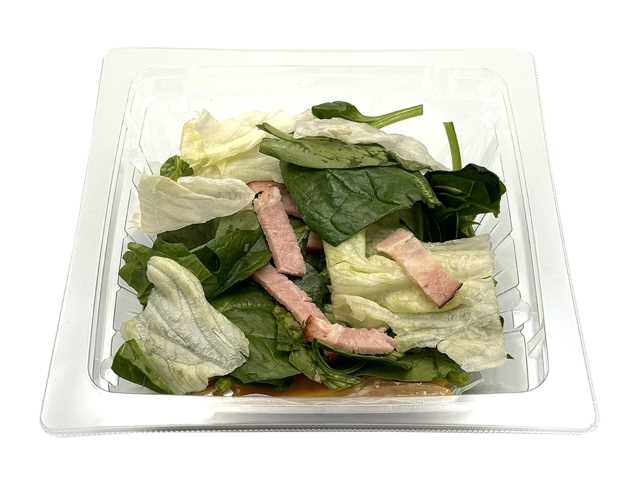セブンイレブンのレタスとほうれん草のサラダを比較する。税込価格：322円、カロリー：128kcal、1円あたりカロリー：0.40kcal/円、たんぱく質：2.5g、1円あたりたんぱく質：0.01g/円、脂質：11.7g、炭水化物：3.9g、糖質：2.4g、食物繊維：1.5g、食塩相当量：0.9g。やわらかいほうれん草にシャキシャキとしたレタスを組み合わせた、コク旨すりおろし野菜ドレッシングで食べるサラダです。アレルギー：卵、乳、小麦。