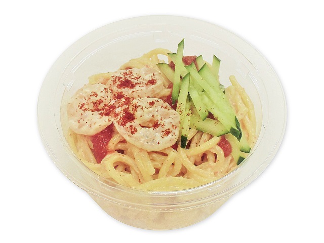 セブンイレブンの海老と明太子スパゲティサラダを比較する。税込価格：246円、カロリー：250kcal、1円あたりカロリー：1.02kcal/円、たんぱく質：8.2g、1円あたりたんぱく質：0.03g/円、脂質：14.3g、炭水化物：23g、糖質：21.4g、食物繊維：1.6g、食塩相当量：1.7g。お惣菜やおつまみとしても楽しめる明太子を使用したスパゲティサラダです。アレルギー：卵、小麦、えび。