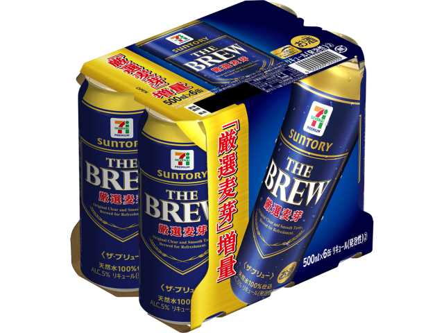 セブンイレブンの７Ｐ ザ・ブリュー マルチパック ５００ｍｌを比較する。税込価格：1,386円、カロリー：44kcal、1円あたりカロリー：0.03kcal/円、たんぱく質：0.3g、1円あたりたんぱく質：0.01未満g/円、脂質：0g、炭水化物：3.3g、糖質：3.2g、食物繊維：0.1g、食塩相当量：0g。過去最大量の厳選麦芽使用による、しっかりとした麦のうまみ。