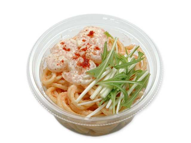 セブンイレブンの海老と明太子スパゲティサラダを比較する。税込価格：289円、カロリー：242kcal、1円あたりカロリー：0.84kcal/円、たんぱく質：9.5g、1円あたりたんぱく質：0.03g/円、脂質：13.5g、炭水化物：21.3g、糖質：20.1g、食物繊維：1.2g、食塩相当量：2.2g。定番の明太子を使用した、おつまみにも合う味わいのスパゲティサラダです。アレルギー：卵、小麦、えび。