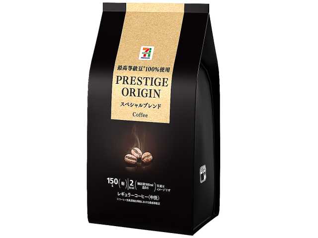 セブンイレブンの７Ｐ ＰＲＥＳＴＩＧＥ ＯＲＩＧＩＮ スペシャルＢ １５０ｇを比較する。税込価格：689円、カロリー：2kcal、1円あたりカロリー：0.01未満kcal/円、たんぱく質：0g、1円あたりたんぱく質：0.00g/円、脂質：0g、炭水化物：0.6g、糖質：0.5g、食物繊維：0.1g、食塩相当量：0g。コーヒー生産国輸出規格における最高等級豆を100％使用。豊かな香りとコクがあり、やわらかな口当たりのレギュラーコーヒーです。アレルギー：なし。
