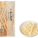 セブンイレブンの７プレミアム チータラ ３２ｇを比較する。税込価格：171円、カロリー：113kcal、1円あたりカロリー：0.66kcal/円、たんぱく質：5.6g、1円あたりたんぱく質：0.03g/円、脂質：7.2g、炭水化物：6.5g、糖質：6.2g、食物繊維：0.3g、食塩相当量：0.7g。チーズのなめらかな食感とコクをお楽しみいただけます。アレルギー：乳、小麦。