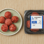 ローソンの紀州産 南高梅干 しそ漬を比較する。税込価格：387円、カロリー：39kcal、1円あたりカロリー：0.10kcal/円、たんぱく質：0.5g、1円あたりたんぱく質：0.01未満g/円、脂質：0.1g、炭水化物：10.5g、糖質：7.6g、食物繊維：2.9g、食塩相当量：7.9g。