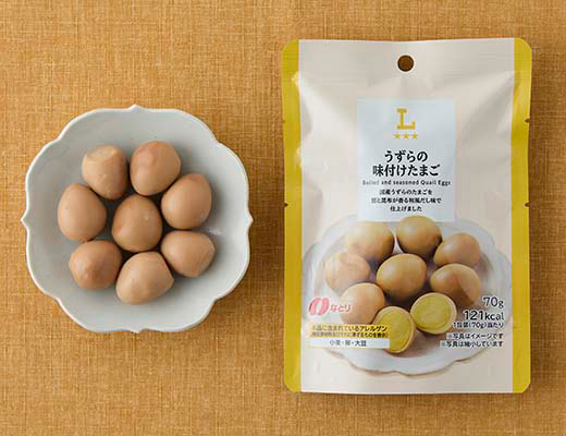 ローソンのうずらの味付けたまごを比較する。税込価格：388円、カロリー：121kcal、1円あたりカロリー：0.31kcal/円、たんぱく質：9.8g、1円あたりたんぱく質：0.03g/円、脂質：6.9g、炭水化物：4.8g、糖質：4.8g、食物繊維：0g、食塩相当量：1.3g。