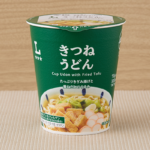 ローソンのきつねうどんを比較する。税込価格：168円、カロリー：300kcal、1円あたりカロリー：1.79kcal/円、たんぱく質：5.8g、1円あたりたんぱく質：0.03g/円、脂質：10.9g、炭水化物：45.2g、糖質：43.9g、食物繊維：1.3g、食塩相当量：3.9g。