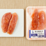 ローソンの辛子明太子。税込価格：365円、カロリー：85kcal、たんぱく質：11.4g、脂質：2.2g、炭水化物：4.9g、糖質：4.6g、食物繊維：0.4g、食塩相当量：2.2g。