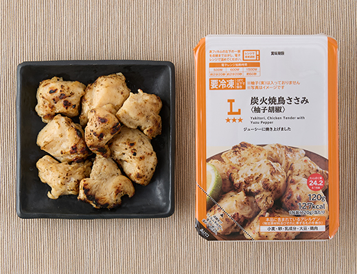 ローソンの炭火焼鳥ささみ 柚子胡椒を比較する。税込価格：333円、カロリー：127kcal、1円あたりカロリー：0.38kcal/円、たんぱく質：24.2g、1円あたりたんぱく質：0.07g/円、脂質：2.3g、炭水化物：2.5g、糖質：2g、食物繊維：0.5g、食塩相当量：1.8g。