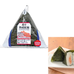 ローソンの手巻おにぎり 炙り熟成紅鮭。税込価格：221円、カロリー：174kcal、たんぱく質：4.8g、脂質：1.9g、炭水化物：35.1g、糖質：33.9g、食物繊維：1.2g、食塩相当量：1.2g。