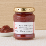ローソンのストロベリージャム。税込価格：248円、カロリー：32kcal、たんぱく質：0.1g、脂質：0g、炭水化物：7.9g、糖質：7.8g、食物繊維：0.1g、食塩相当量：0g。