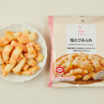 ローソンの塩えびあられを比較する。税込価格：138円、カロリー：197kcal、1円あたりカロリー：1.43kcal/円、たんぱく質：3.2g、1円あたりたんぱく質：0.02g/円、脂質：4.9g、炭水化物：35g、糖質：34.8g、食物繊維：0.2g、食塩相当量：0.6g。