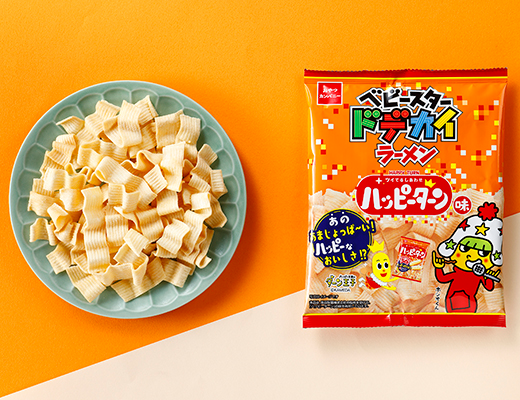 おやつカンパニー　ベビースタードデカイラーメン　ハッピーターン味 ローソン ハッピーターンとドデカイラーメンの夢のコラボレーションが実現。