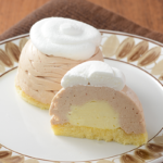 ローソンのカスタードモンブラン。税込価格：322円、カロリー：135kcal、たんぱく質：2g、脂質：8.2g、炭水化物：13.4g、糖質：13g、食物繊維：0.4g、食塩相当量：0.1g。