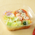 冷製生パスタ　海老とトマトクリーム ローソン 特製トマトクリームソースに海老、野菜をトッピングした冷製生パスタ。