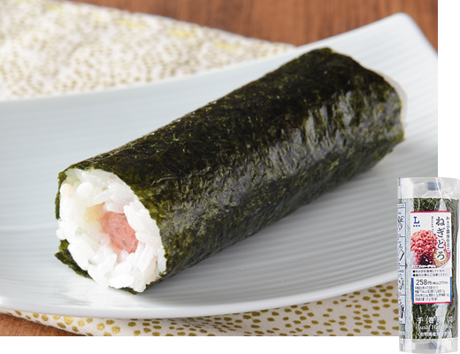 ローソンの手巻寿司 ねぎとろ。税込価格：279円、カロリー：173kcal、たんぱく質：5.7g、脂質：2.5g、炭水化物：32.6g、糖質：31.2g、食物繊維：1.4g、食塩相当量：1.9g。