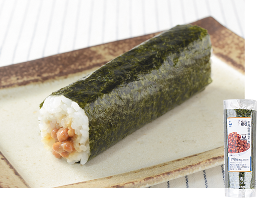ローソンの手巻寿司 納豆。税込価格：214円。