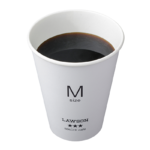 ローソンのコーヒー(M)。税込価格：230円、カロリー：9kcal、たんぱく質：0.4g、脂質：0g、炭水化物：1.7g、糖質：1.5g、食物繊維：0.2g、食塩相当量：0g。