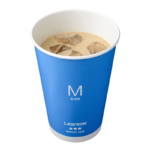 ローソンのアイスカフェラテ(M)。税込価格：280円、カロリー：78kcal、たんぱく質：4.4g、脂質：4.6g、炭水化物：6.7g、糖質：6.5g、食物繊維：0.2g、食塩相当量：0.1g。