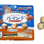 セブンイレブンのブルボン ひとくちルマンド塩キャラメルアイス味を比較する。税込価格：187円。アレルギー：卵、乳、小麦。
