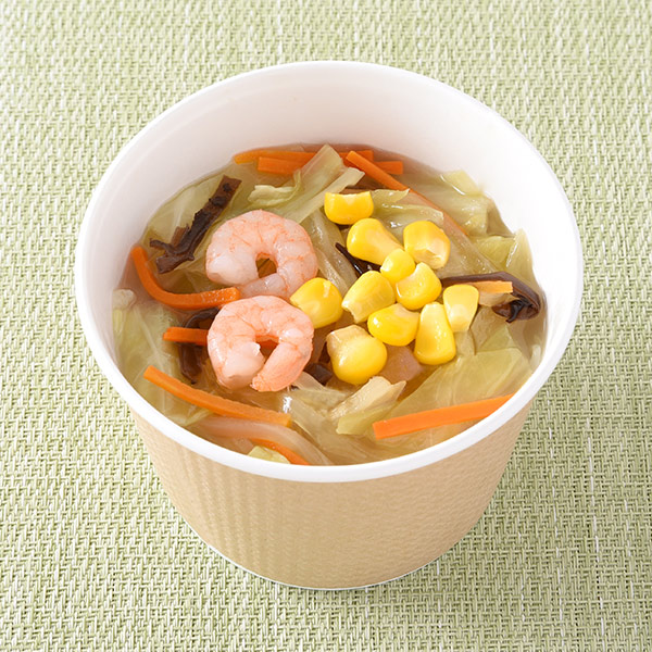 ファミリーマートの野菜タンメンスープを比較する。税込価格：398円。1/3日分の野菜を使用したタンメンスープです。豚や鶏の旨みが感じられるスープで、具材には海老・きくらげ・野菜などを使用しています。 ※山梨県の一部、長野県、宮崎県、鹿児島県では取り扱いがございません。