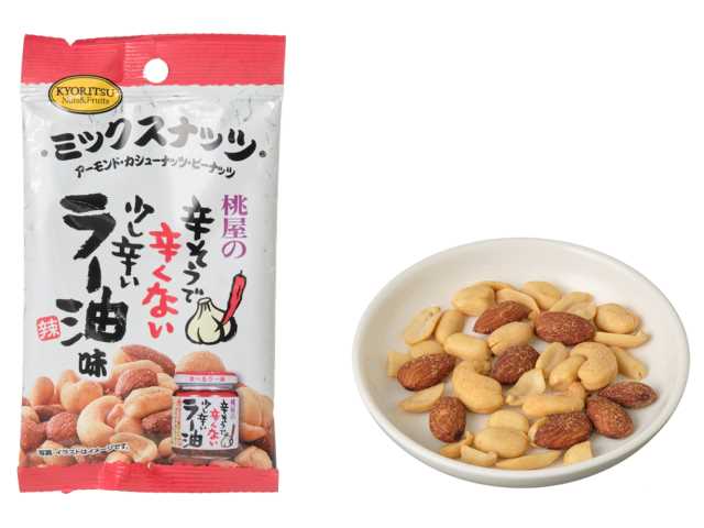 セブンイレブンの共立食品 ミックスナッツ 食べるラー油を比較する。税込価格：149円。アレルギー：小麦、落花生。