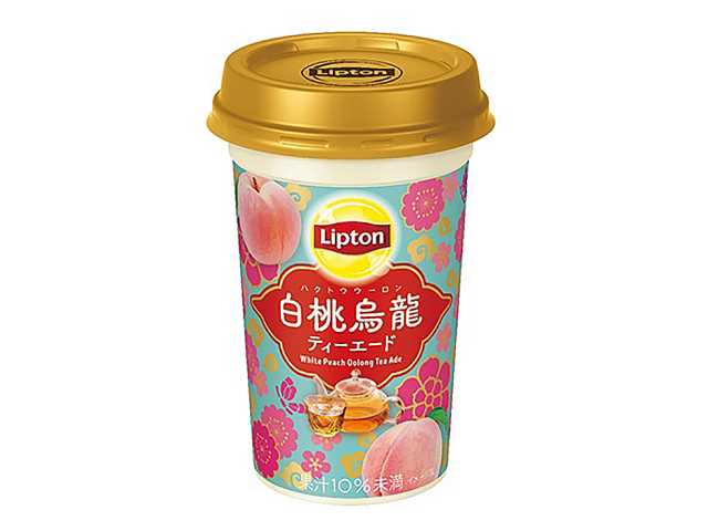 セブンイレブンのリプトン 白桃烏龍ティーエードを比較する。税込価格：205円。