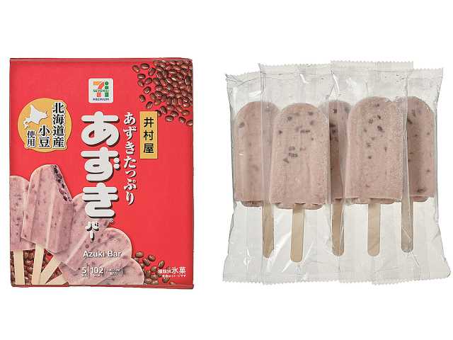 セブンイレブンの７プレミアム あずきバーマルチを比較する。税込価格：268円、カロリー：102kcal、1円あたりカロリー：0.38kcal/円、たんぱく質：2.2g、1円あたりたんぱく質：0.01g/円、脂質：0.2g、炭水化物：24.3g、糖質：21.5g、食物繊維：2.8g、食塩相当量：0.1g。北海道産小豆の風味と粒感が楽しめるアイスバーです。アレルギー：なし。